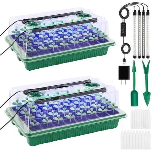Main image of Seed Starter Tray with Grow Light, 2 Packs 80 Cells Seed Starting Kit USA