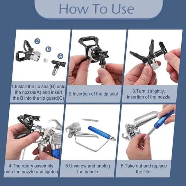Alt view image 7 of 7 - 3600PSI Airless Paint Spray Gun with 517 Tip Nozzle Guard For Wagner Sprayers