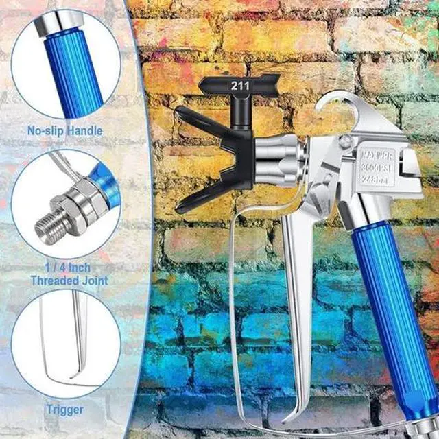 Alt view image 3 of 7 - 3600PSI Airless Paint Spray Gun with 517 Tip Nozzle Guard For Wagner Sprayers
