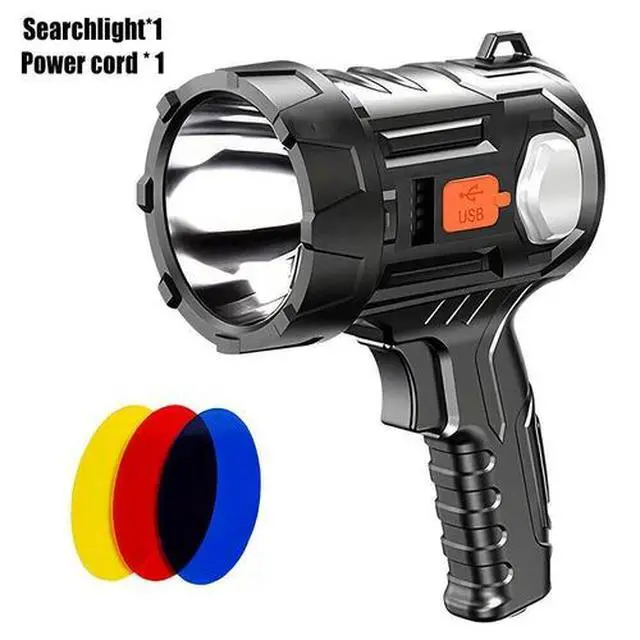 Alt view image 2 of 7 - 2Pack Solar/USB Super Bright Rechargeable LED Spotlight Flashlight Searchlight