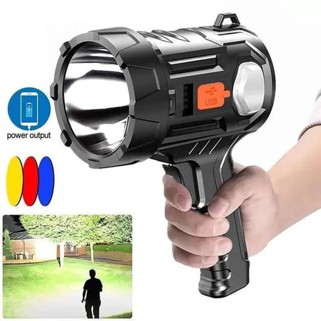 Alt view image 3 of 7 - 2Pack Solar/USB Super Bright Rechargeable LED Spotlight Flashlight Searchlight