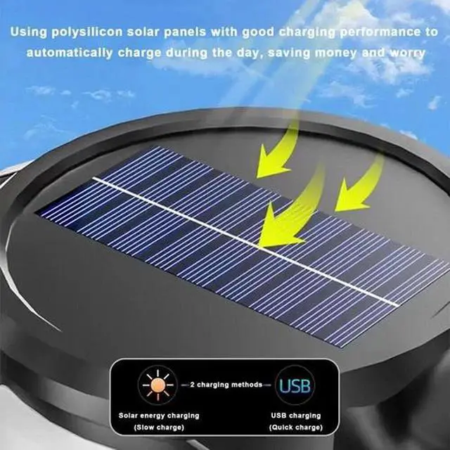 Alt view image 6 of 7 - 2Pack Solar/USB Super Bright Rechargeable LED Spotlight Flashlight Searchlight