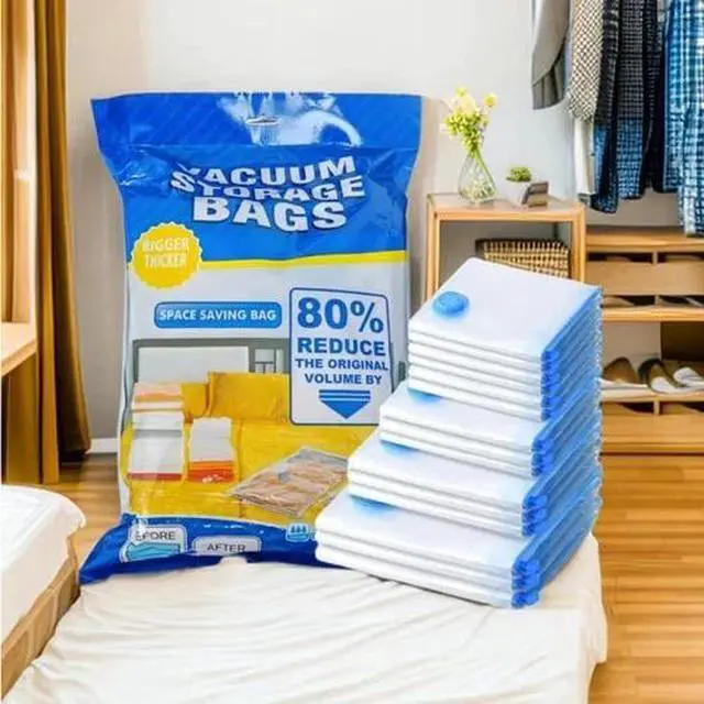 Alt view image 3 of 7 - 12 Pcs Jumbo Vacuum Storage Bags Bedding Clothes Seal Travel Space Saver w/ Pump