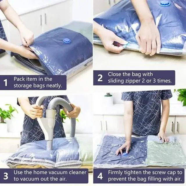 Alt view image 5 of 7 - 12 Pcs Jumbo Vacuum Storage Bags Bedding Clothes Seal Travel Space Saver w/ Pump