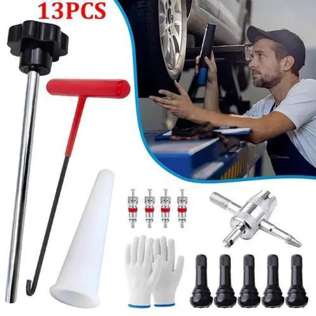 Main image of 13Pcs Quick Change Valve Stem Tool Kit Tire Installer Tool Valve Remover Tool