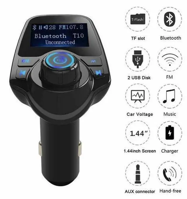 Alt view image 2 of 6 - Bluetooth Car Kit MP3 Player FM Transmitter Wireless Radio Adapter USB Charger