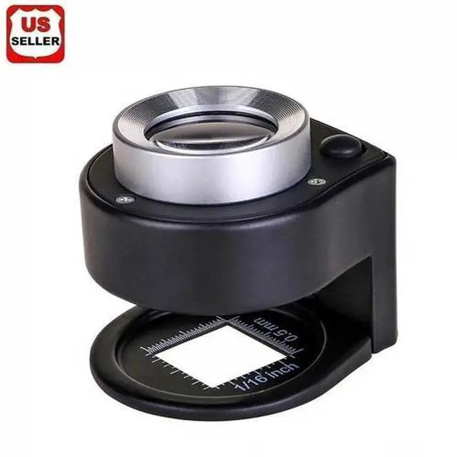 Main image of 30X Loupe Magnifier with 6 Light Desktop Portable Metal Magnifier Folding Scale