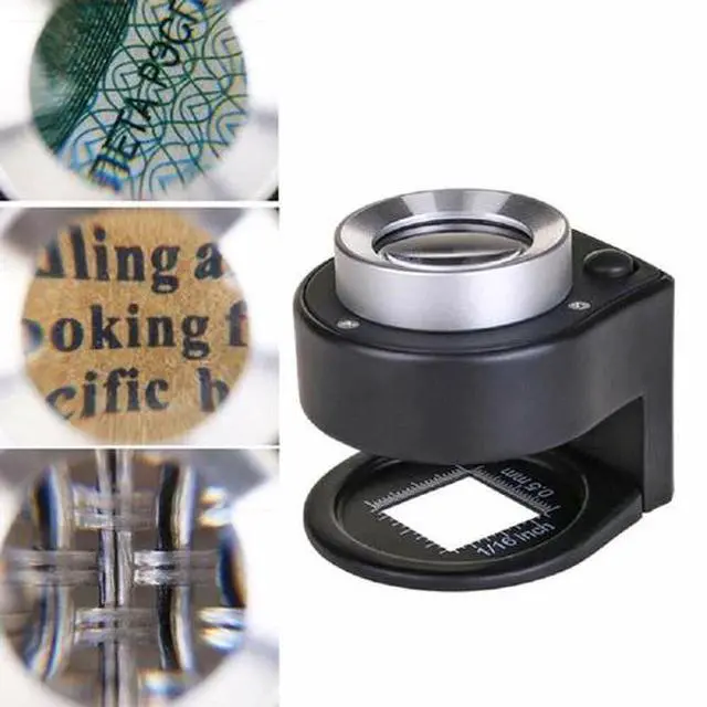 Alt view image 3 of 6 - 30X Loupe Magnifier with 6 Light Desktop Portable Metal Magnifier Folding Scale