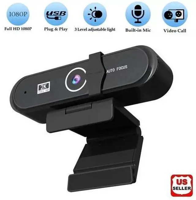Main image of 2K HD Web Camera with Microphone Ring Light Autofocus Pro Computer Gaming Webcam
