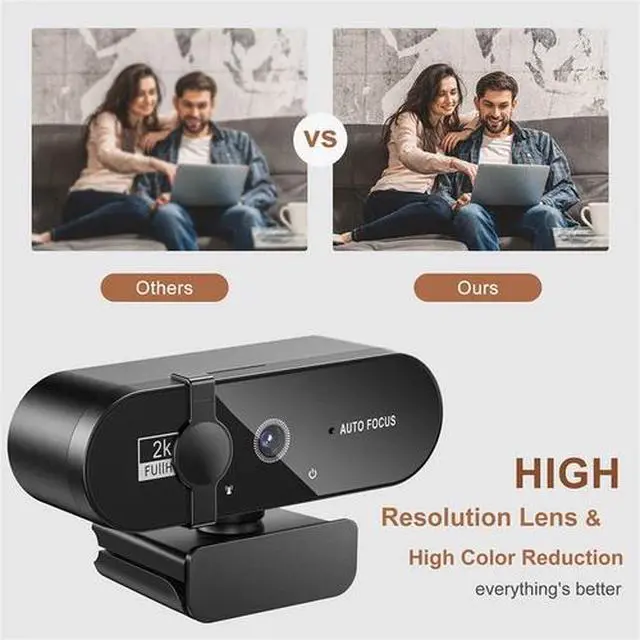 Alt view image 6 of 6 - 2K HD Web Camera with Microphone Ring Light Autofocus Pro Computer Gaming Webcam