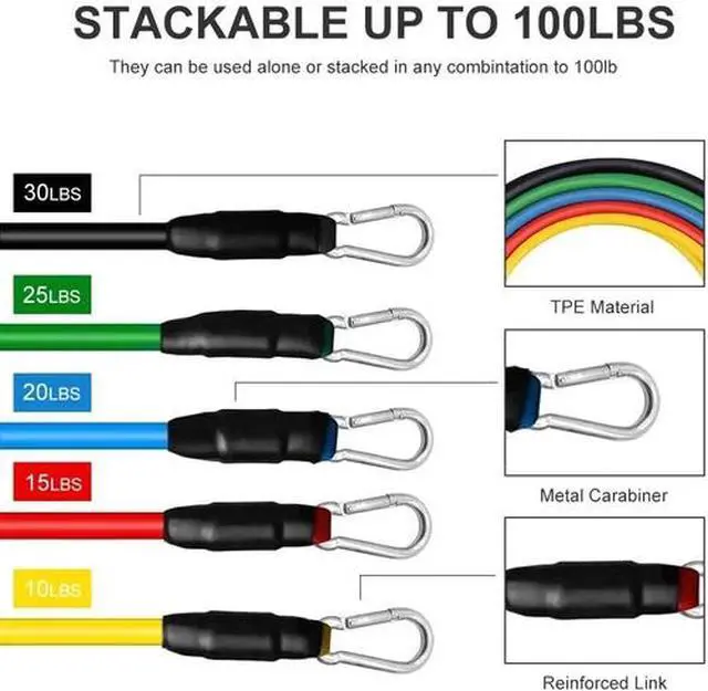 Alt view image 3 of 6 - 11 PC Resistance Bands Set Pull Rope Gym Home Fitness Workout Crossfit YogaTube