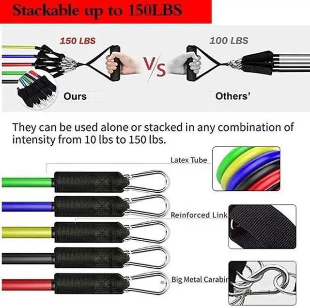 Alt view image 2 of 6 - 11 PC Resistance Bands Set Pull Rope Gym Home Fitness Workout Crossfit YogaTube
