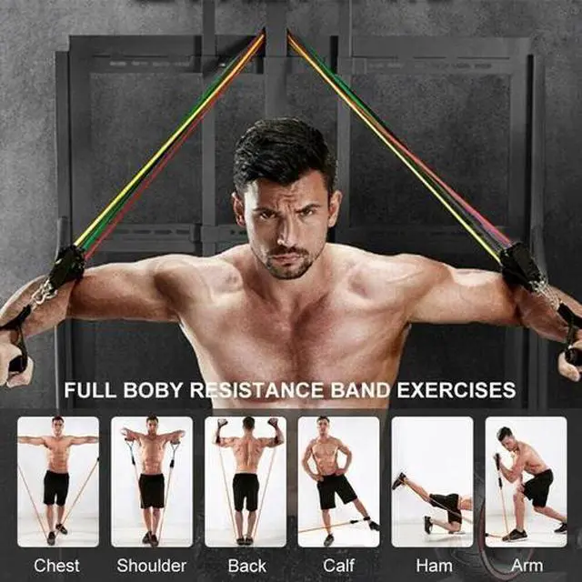Alt view image 5 of 6 - 11 PC Resistance Bands Set Pull Rope Gym Home Fitness Workout Crossfit YogaTube