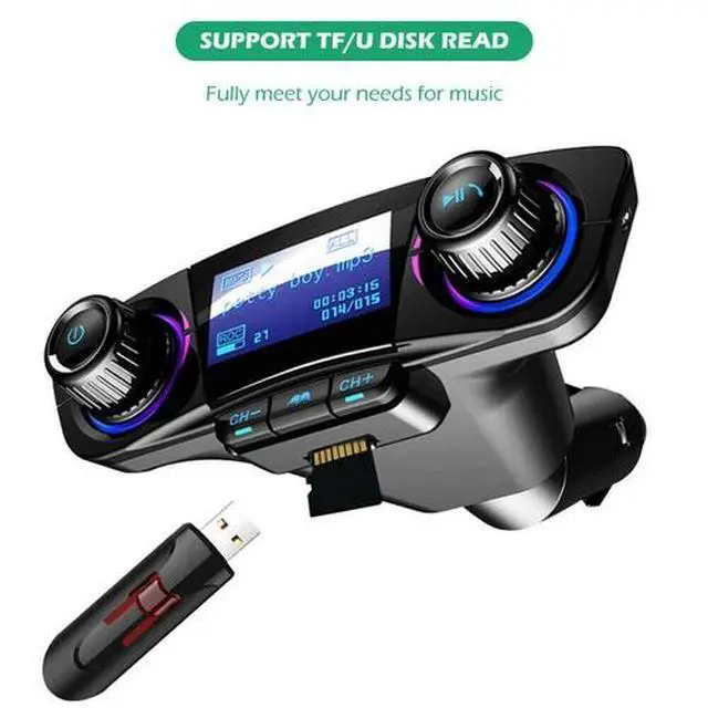 Alt view image 2 of 5 - Bluetooth Car FM Transmitter MP3 Player Hands free Radio Adapter Kit USB Charger