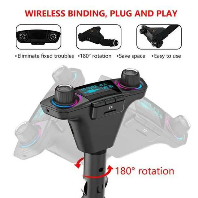 Alt view image 3 of 5 - Bluetooth Car FM Transmitter MP3 Player Hands free Radio Adapter Kit USB Charger
