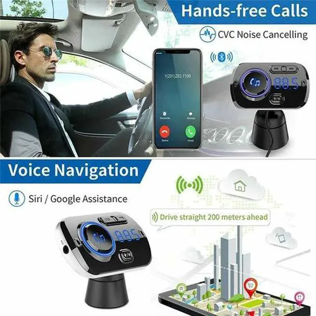 Alt view image 6 of 7 - Handsfree Bluetooth FM Transmitter Wireless Radio Adapter Car Kit Mp3 Player USB