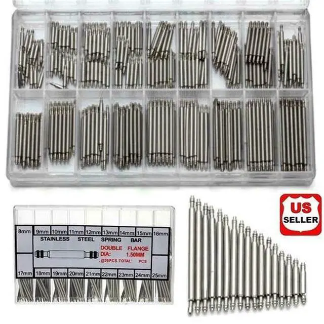 Main image of 360pcs Watchmaker Watch Band Spring Bars Strap Link Pins Steel Repair Kit Tools