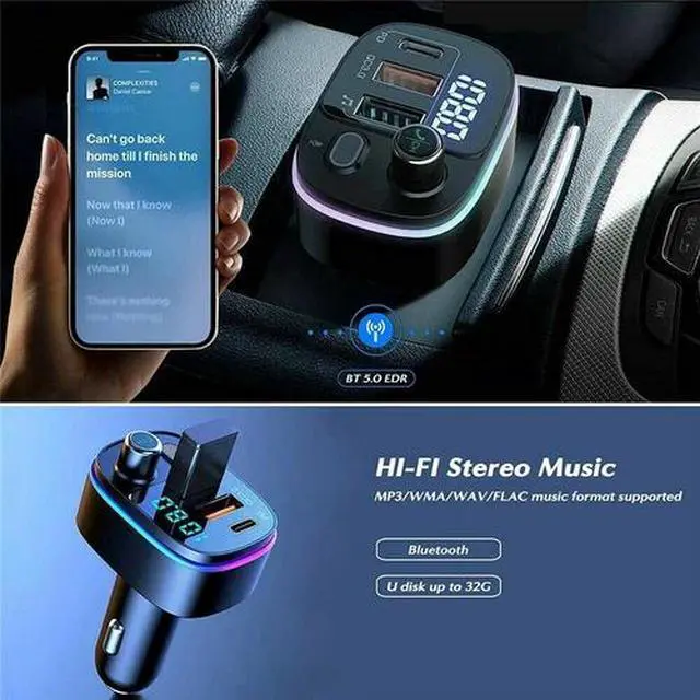 Alt view image 4 of 7 - Bluetooth 5.0 FM Transmitter for Car, QC3.0 Type-C PD 18W Wireless FM Radio Kit