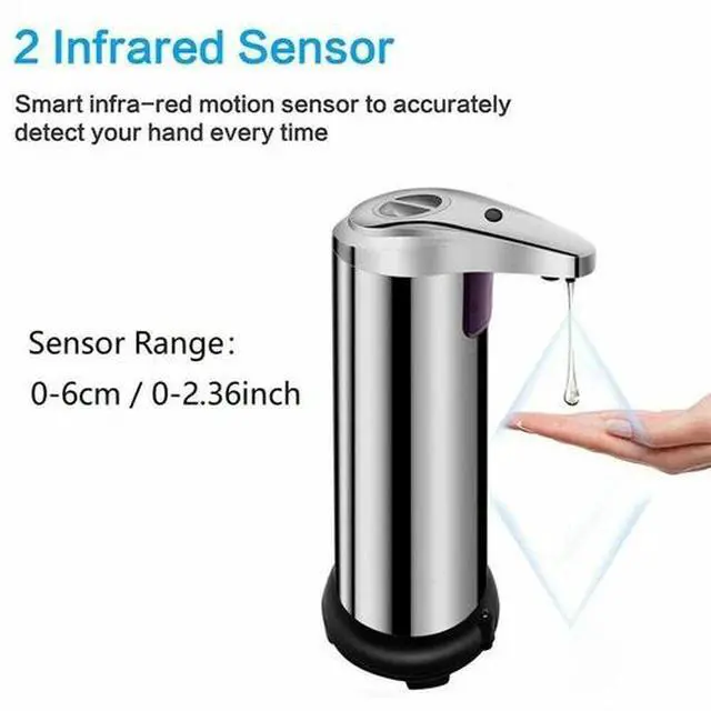 Alt view image 2 of 7 - 250ml Stainless Auto Handsfree Sensor Touchless Soap Dispenser Kitchen Bathroom