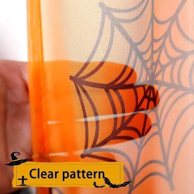 Alt view image 5 of 7 - Halloween Curtains for Living Room Orange Sheer Curtains Halloween Decorations