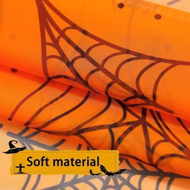 Alt view image 7 of 7 - Halloween Curtains for Living Room Orange Sheer Curtains Halloween Decorations