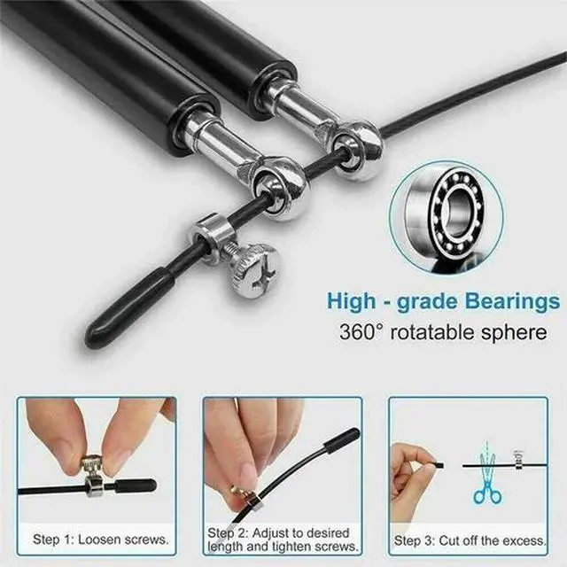 Alt view image 4 of 7 - Jump Rope Crossfit Boxing Weighted Adult Ball Bearing Beaded Fitness Gym Speed