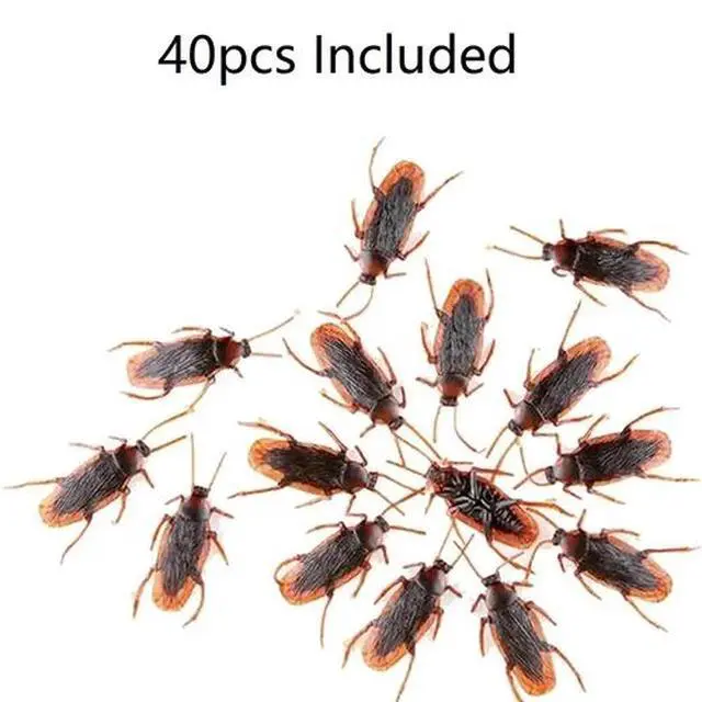 Alt view image 4 of 4 - 40 Prank Cockroaches Realistic Cock Roach Rubber Fake Creepy Bugs Gag Toy Joke