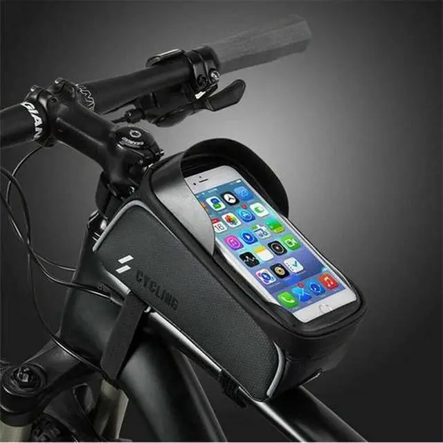 Alt view image 7 of 7 - Bicycle Cycling Bike Front Top Tube Frame Bag MTB Waterproof Phone Holder Case