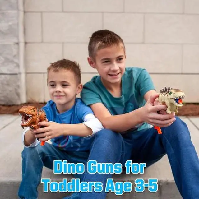 Alt view image 3 of 5 - 2Pack T-rex & Stegosaurus Small Dinosaur Blaster Gun Toys for Boys 3-6 Year Old