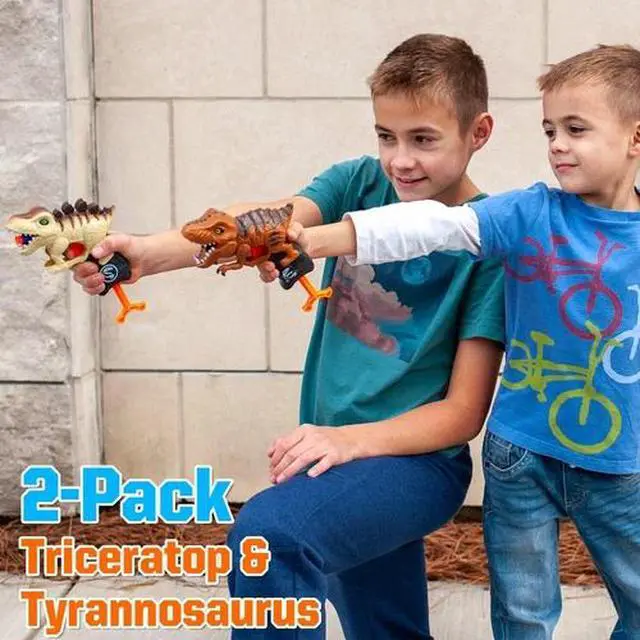 Alt view image 4 of 5 - 2Pack T-rex & Stegosaurus Small Dinosaur Blaster Gun Toys for Boys 3-6 Year Old