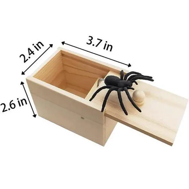 Alt view image 4 of 4 - Wooden Prank Spider Scare Box Hidden in Case Trick Play Joke Scarebox Gag Toy