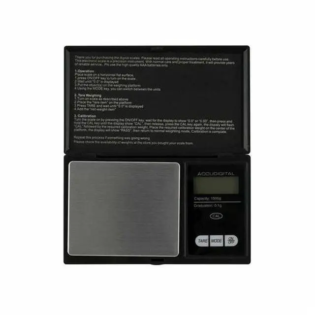 Alt view image 3 of 6 - Digital Scale 1000g x 0.1g Jewelry Gram Silver Gold Coin Pocket Size Herb Grain