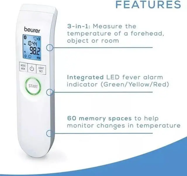 Alt view image 2 of 2 - Beurer FT95 Bluetooth Non-Contact Thermometer New In Box Health Coach System New