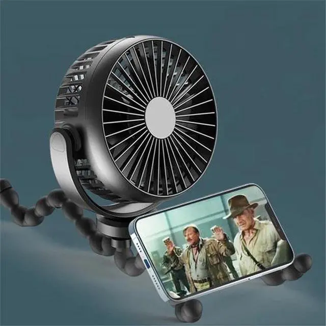 Alt view image 2 of 7 - Portable Handheld Mini Cooling Fan Flexible Tripod Clip Desk Bike Baby Stroller