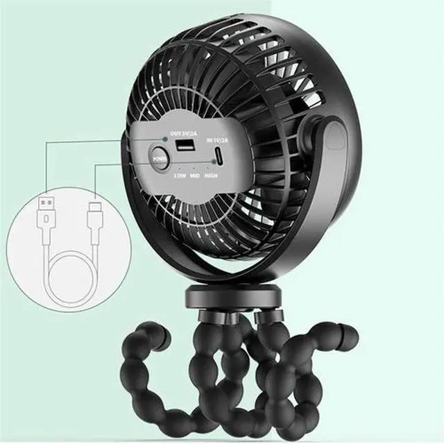 Alt view image 6 of 7 - Portable Handheld Mini Cooling Fan Flexible Tripod Clip Desk Bike Baby Stroller