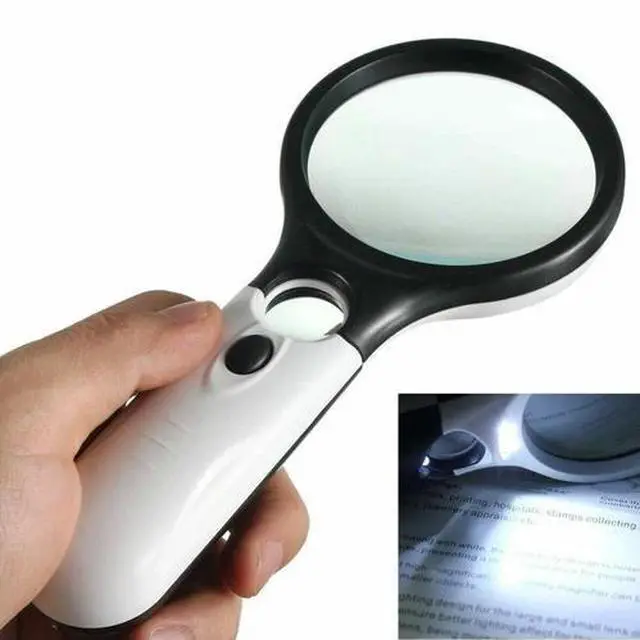 Main image of 3 LED Light 45X Handheld Magnifier Reading Magnifying Glass Lens Jewelry Loupe