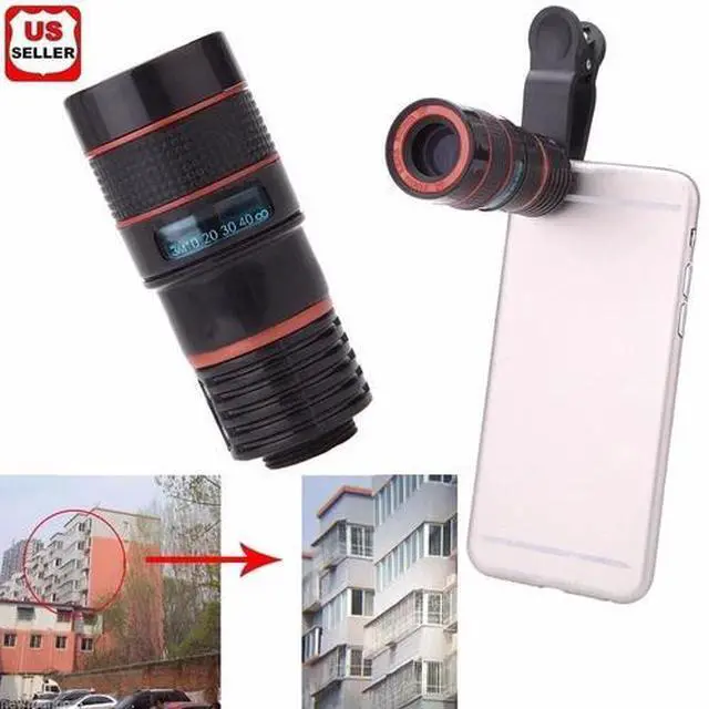 Main image of Universal 8X Zoom Lens Optical Clip Telephoto Telescope Cell Phone Camera Lens