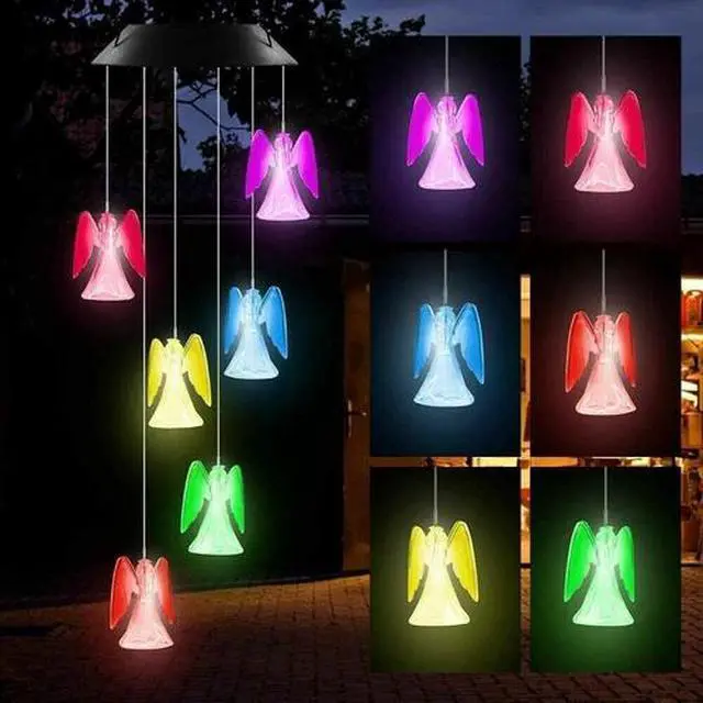 Alt view image 2 of 7 - Solar Color Changing LED Angel Wind Chimes Home Garden Yard Decor Light Lamp US