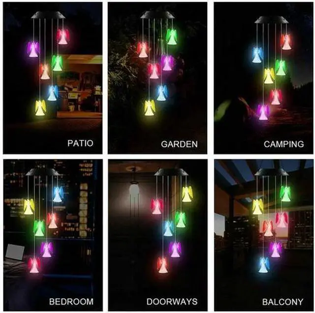 Alt view image 3 of 7 - Solar Color Changing LED Angel Wind Chimes Home Garden Yard Decor Light Lamp US