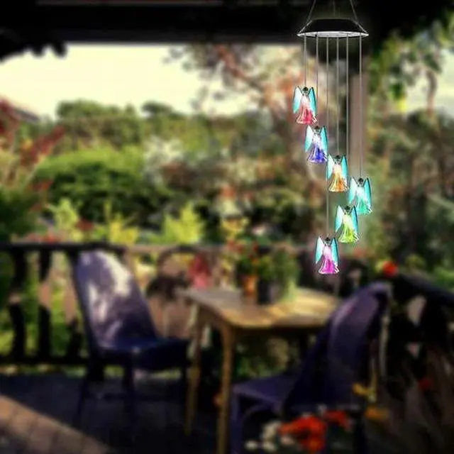 Alt view image 5 of 7 - Solar Color Changing LED Angel Wind Chimes Home Garden Yard Decor Light Lamp US