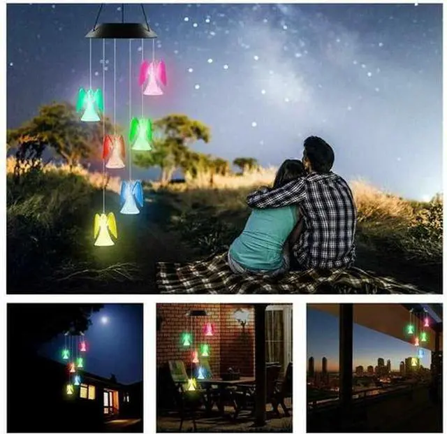 Alt view image 6 of 7 - Solar Color Changing LED Angel Wind Chimes Home Garden Yard Decor Light Lamp US