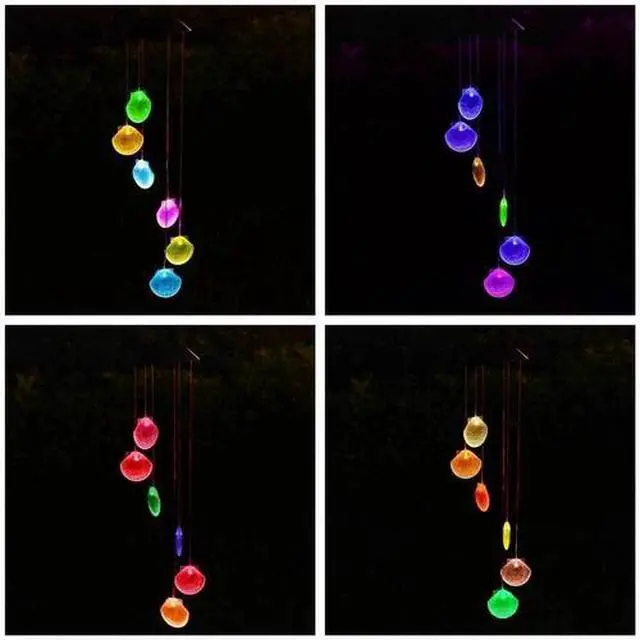Alt view image 2 of 5 - Solar Color Changing LED Shell Wind Chimes Home Garden Yard Decor Light Lamp US
