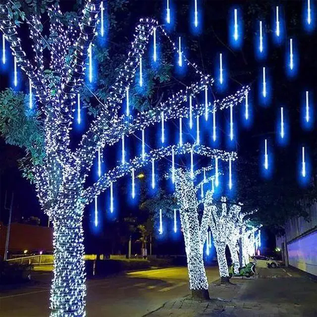 Alt view image 4 of 6 - LED Meteor Shower Solar Lights Outdoor 30cm 10Tubes 360LEDs Falling String Light