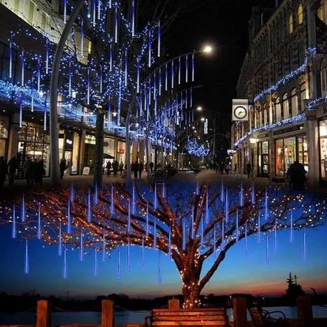 Alt view image 5 of 6 - LED Meteor Shower Solar Lights Outdoor 30cm 10Tubes 360LEDs Falling String Light