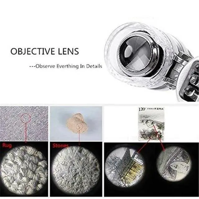 Alt view image 3 of 7 - 60X Magnifying Loupe Jewelry Jewelers Pocket Magnifier Loop Eye Glass Led Light