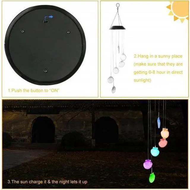 Alt view image 5 of 5 - Solar Color Changing LED Shell Wind Chimes Home Garden Yard Decor Light Lamp US