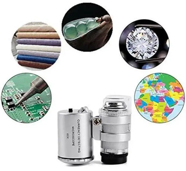 Alt view image 7 of 7 - 60X Magnifying Loupe Jewelry Jewelers Pocket Magnifier Loop Eye Glass Led Light