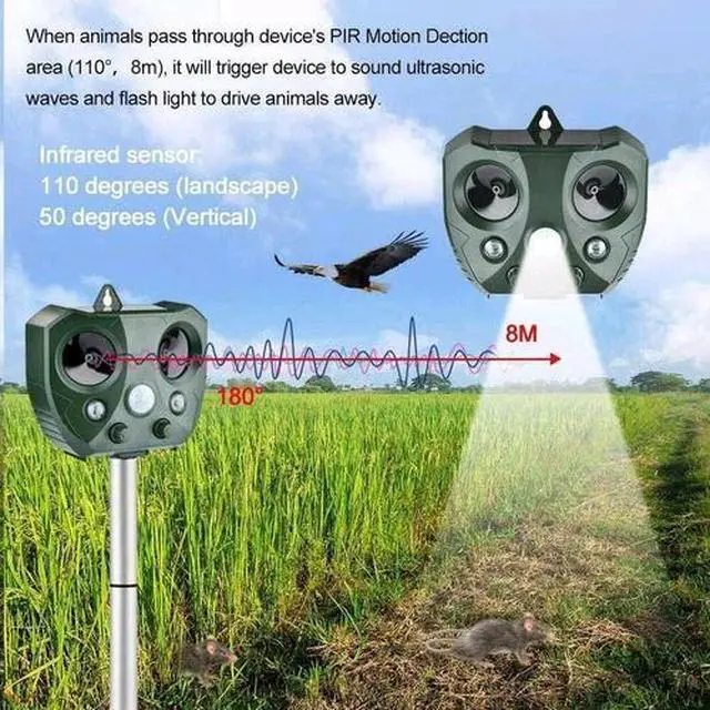 Alt view image 5 of 7 - Upgraded Solar Ultrasonic Animal Repellent Dog Cat Skunk Deer Raccoon For Garden