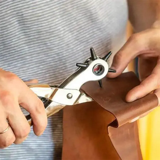 Alt view image 2 of 6 - New Leather Hole Punch Belt Puncher Tool Hole Maker Revolving Rotary Heavy Duty