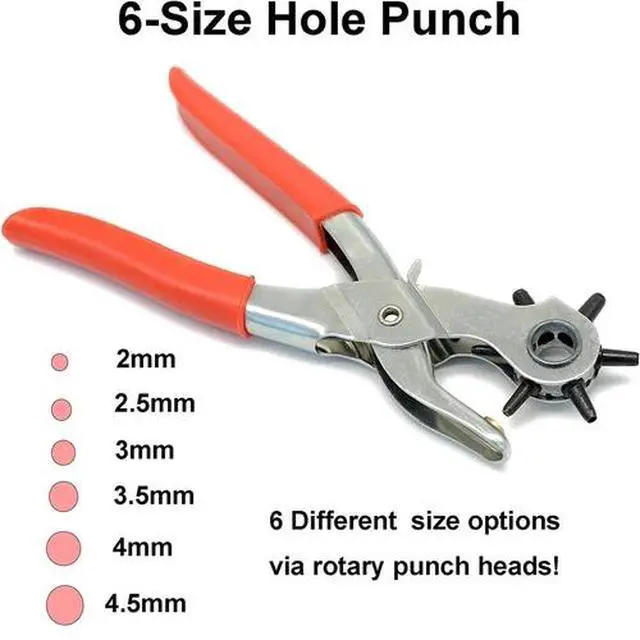 Alt view image 4 of 6 - New Leather Hole Punch Belt Puncher Tool Hole Maker Revolving Rotary Heavy Duty